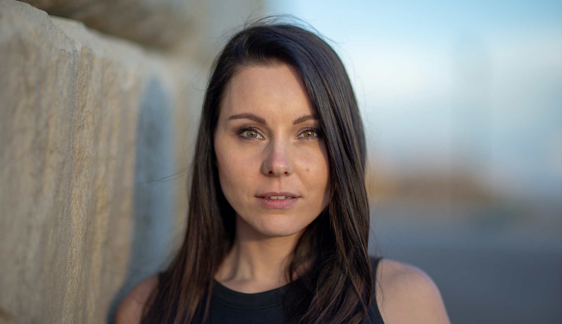 brunette looking at the camera