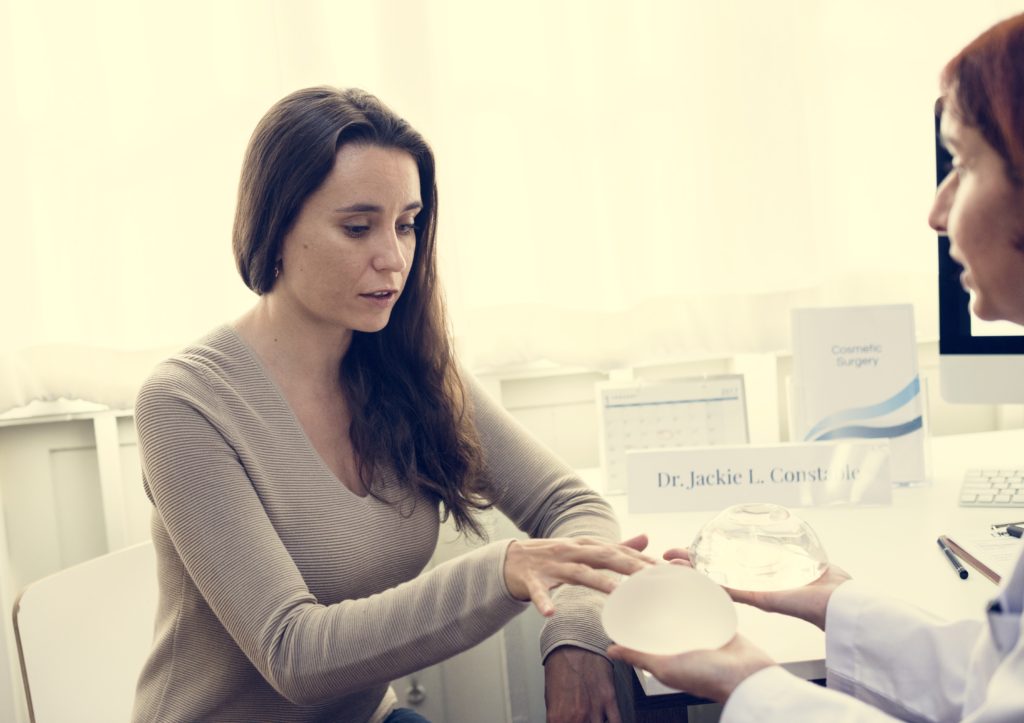 Woman planning on having a breast implant