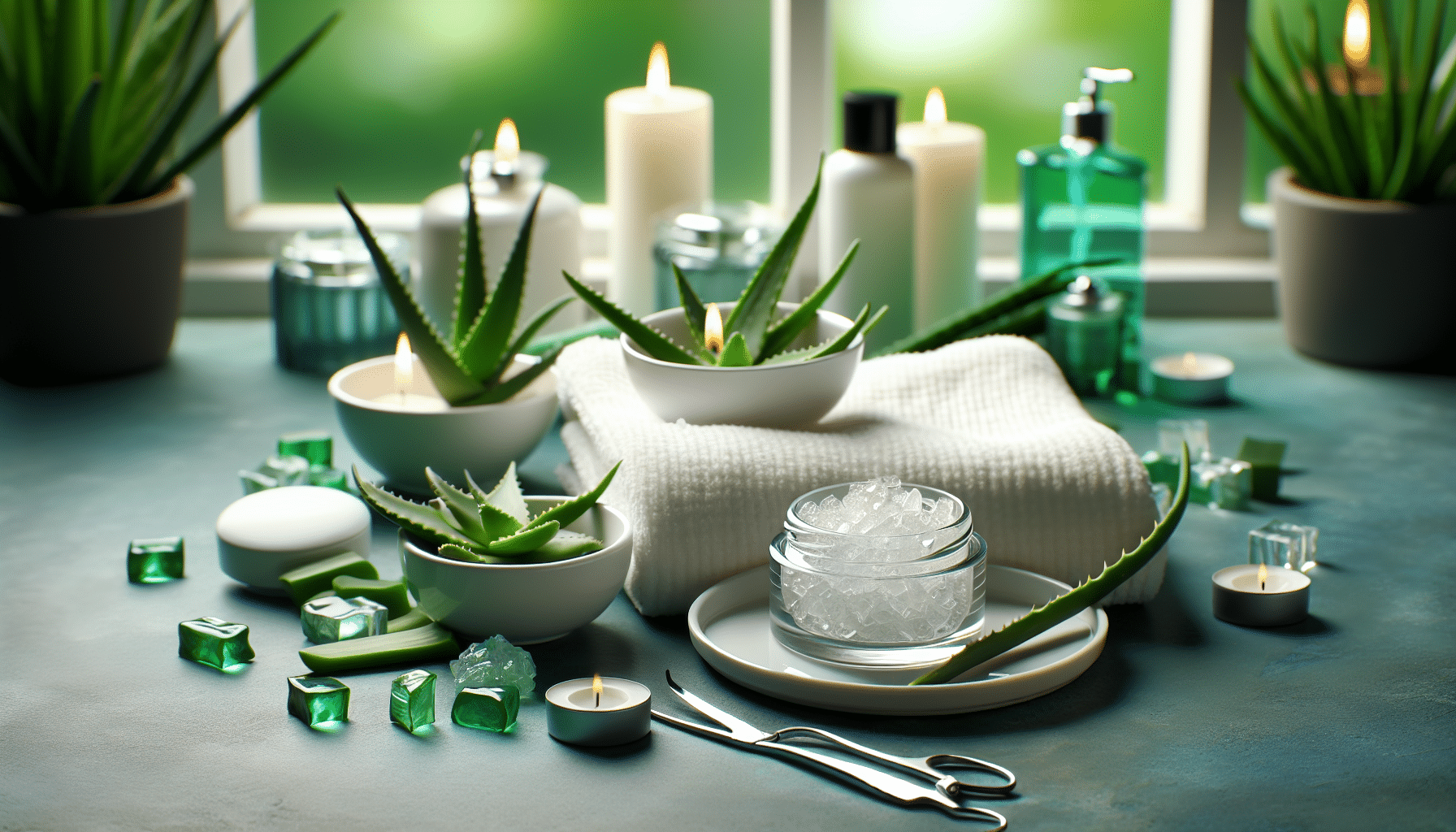 table with plants and candles